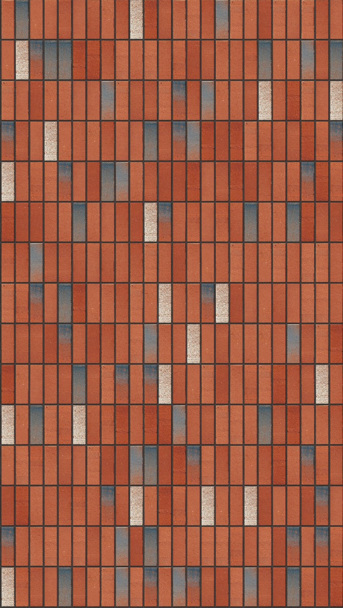 A seamless brick texture with restoration red units arranged in a Stack pattern