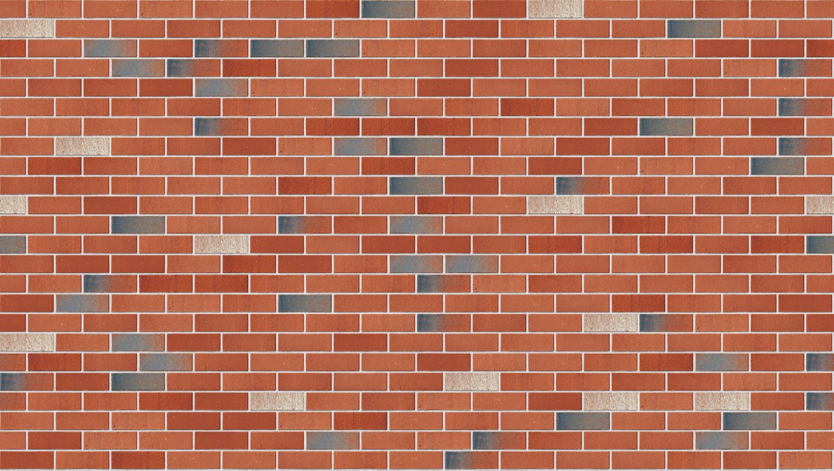 A seamless brick texture with restoration red units arranged in a Stretcher pattern