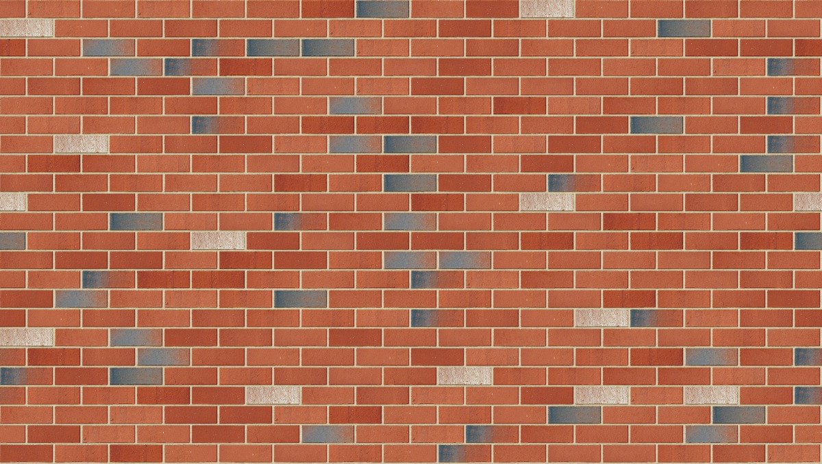 A seamless brick texture with restoration red units arranged in a Stretcher pattern