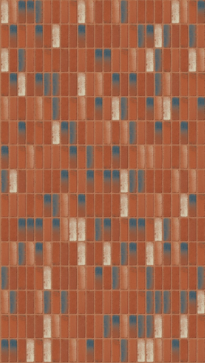 A seamless brick texture with restoration red tumbled units arranged in a Stack pattern