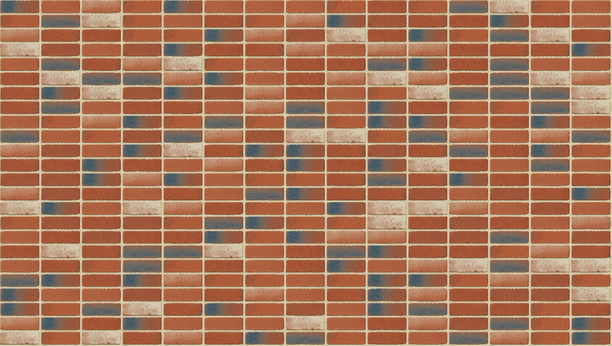 A seamless brick texture with restoration red tumbled units arranged in a Stack pattern