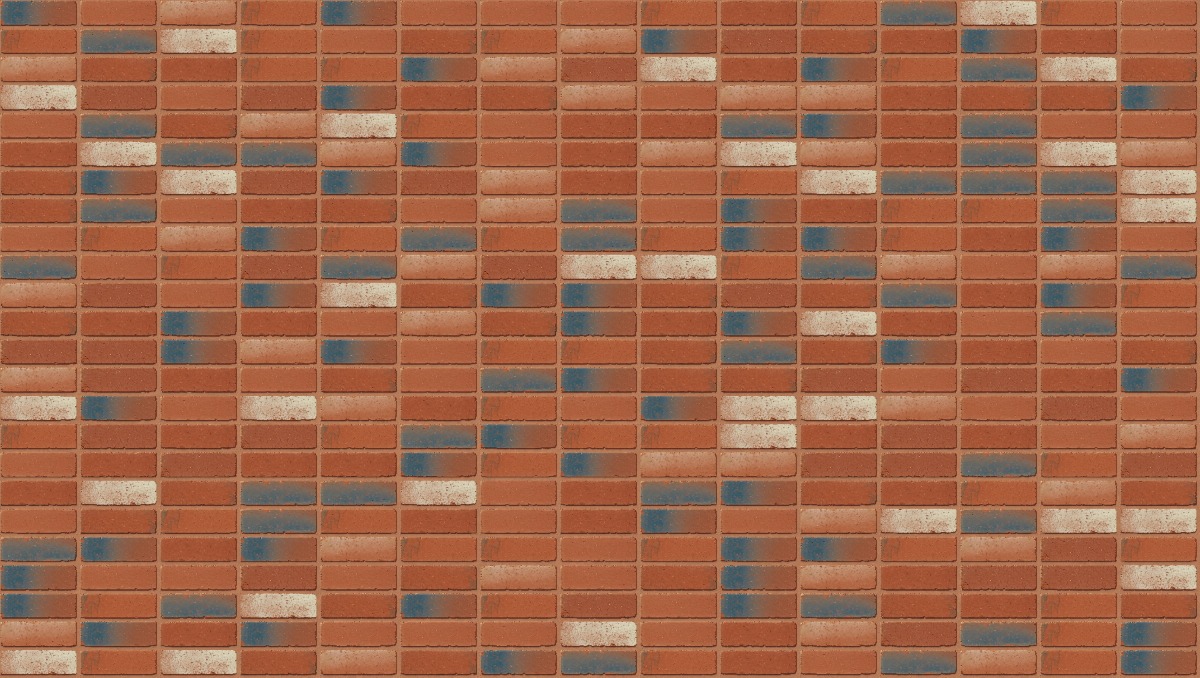 A seamless brick texture with restoration red tumbled units arranged in a Stack pattern