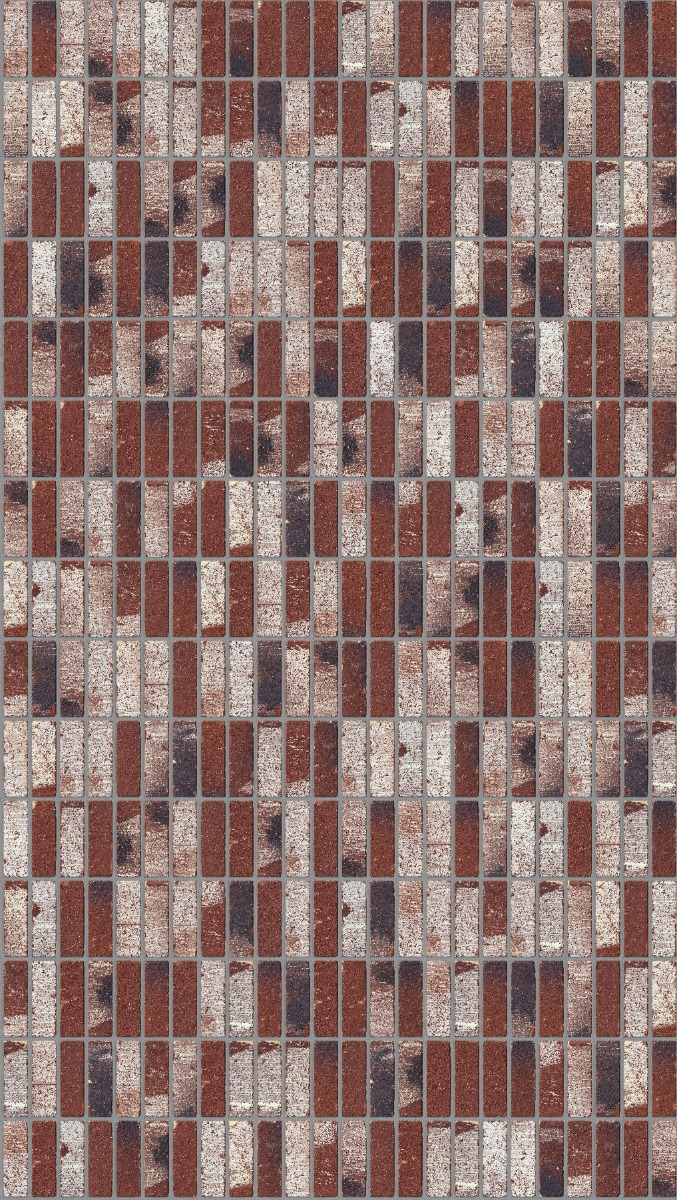 A seamless brick texture with treasury red tumbled units arranged in a Stack pattern