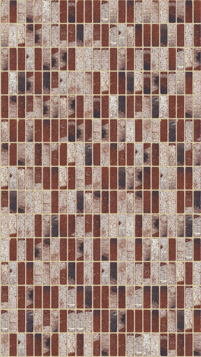 A seamless brick texture with treasury red tumbled units arranged in a Stack pattern