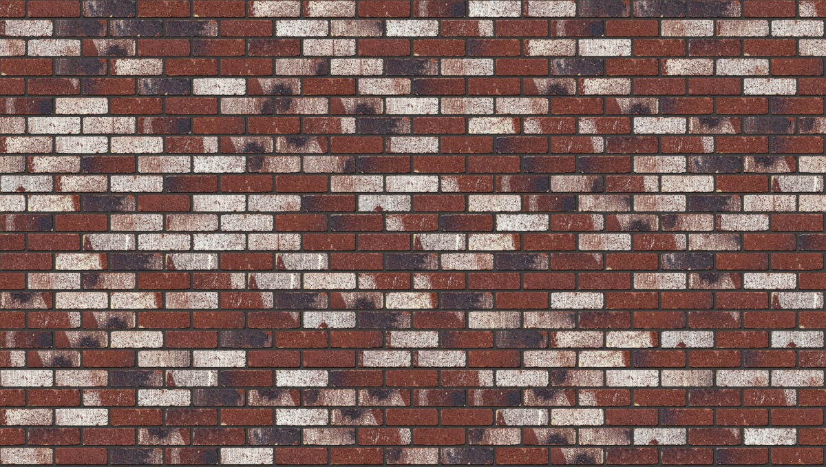 A seamless brick texture with treasury red tumbled units arranged in a Stretcher pattern