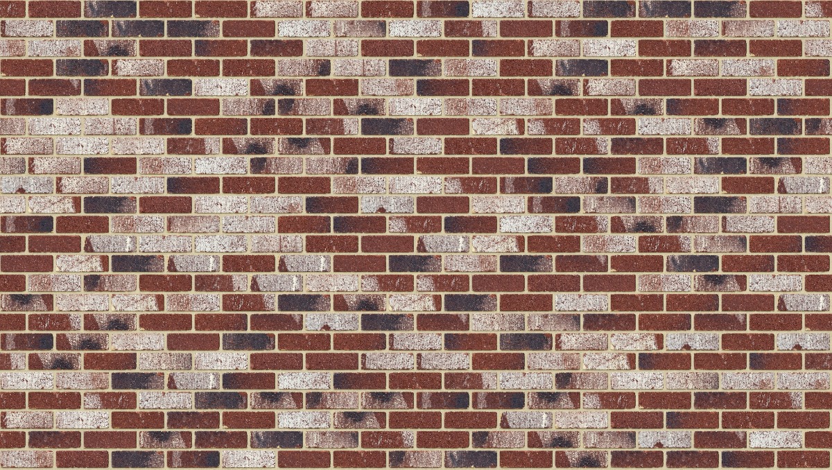 A seamless brick texture with treasury red tumbled units arranged in a Stretcher pattern