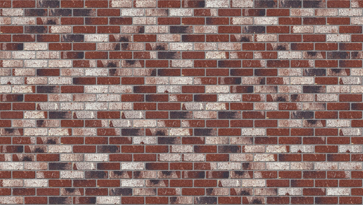 A seamless brick texture with treasury red tumbled units arranged in a Stretcher pattern