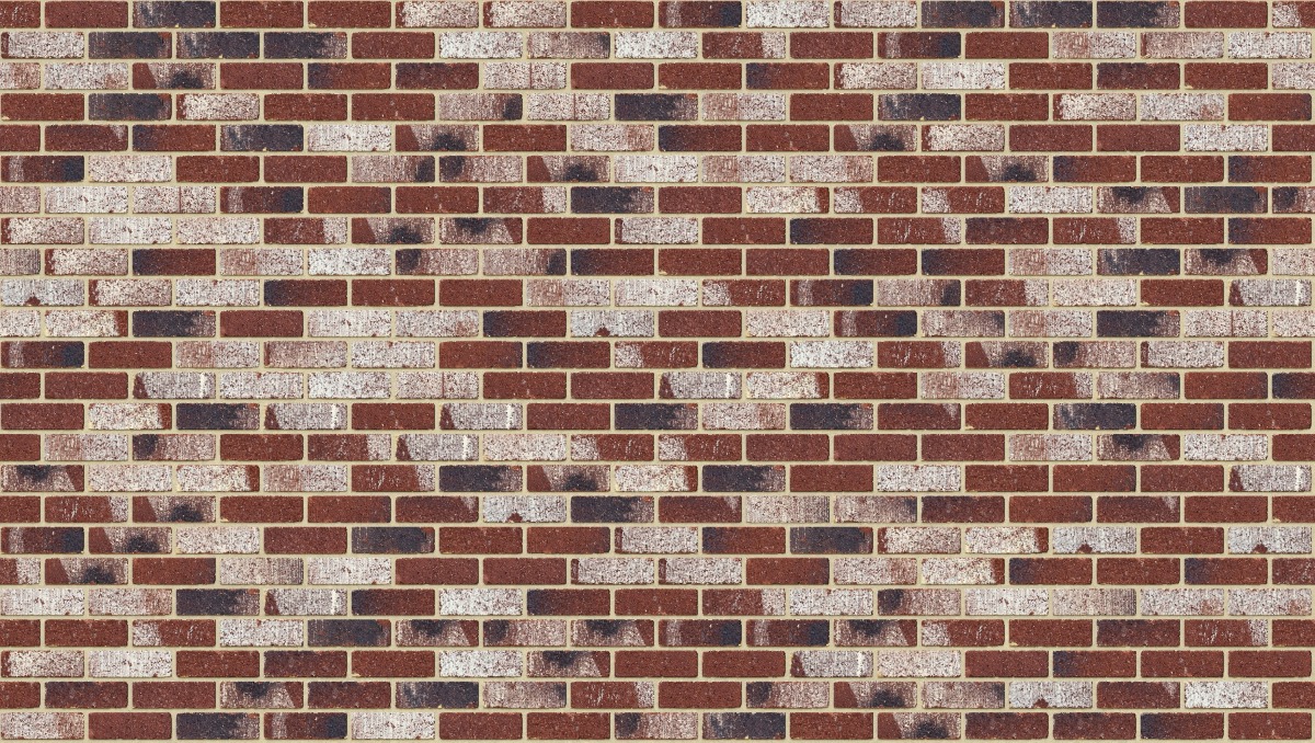 A seamless brick texture with treasury red tumbled units arranged in a Stretcher pattern
