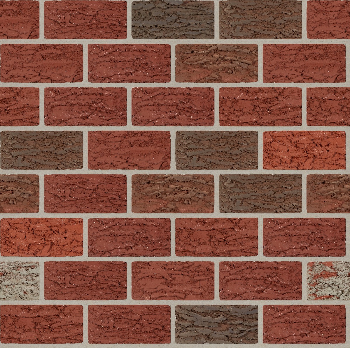 A seamless brick texture with tulip blend bark units arranged in a Stretcher pattern