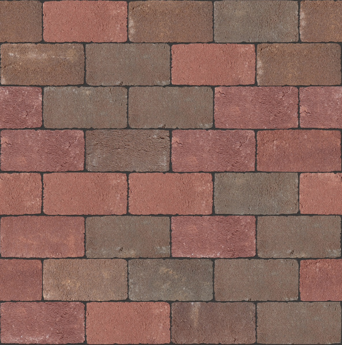 A seamless landscaping texture with victorian pavers units arranged in a Stretcher pattern