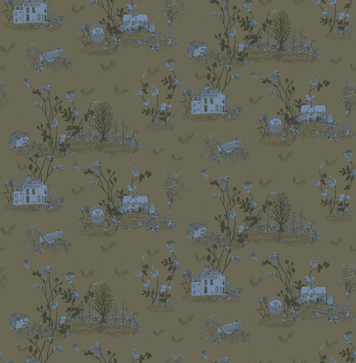 A seamless wallpaper texture with woodlands wallpaper khaki blue units arranged in a None pattern