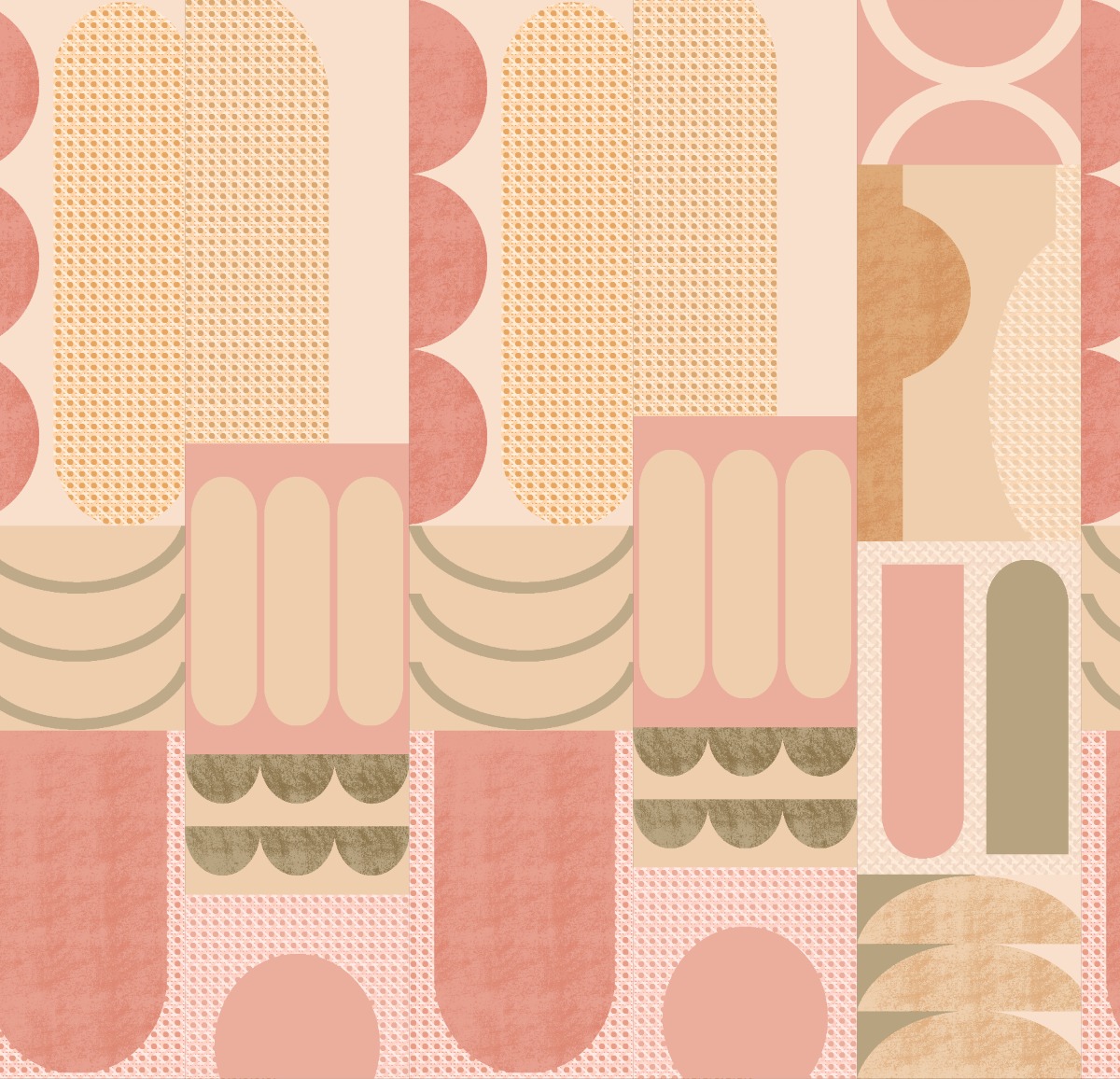 A seamless wallpaper texture with cannage wallpaper in mediterranean units arranged in a Staggered pattern