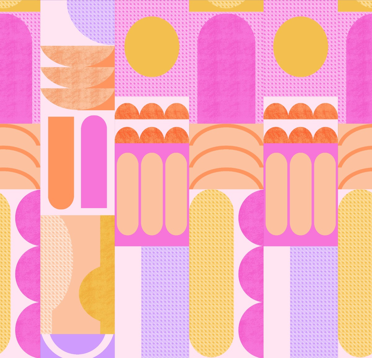 A seamless wallpaper texture with cannage wallpaper in carrousel units arranged in a Staggered pattern