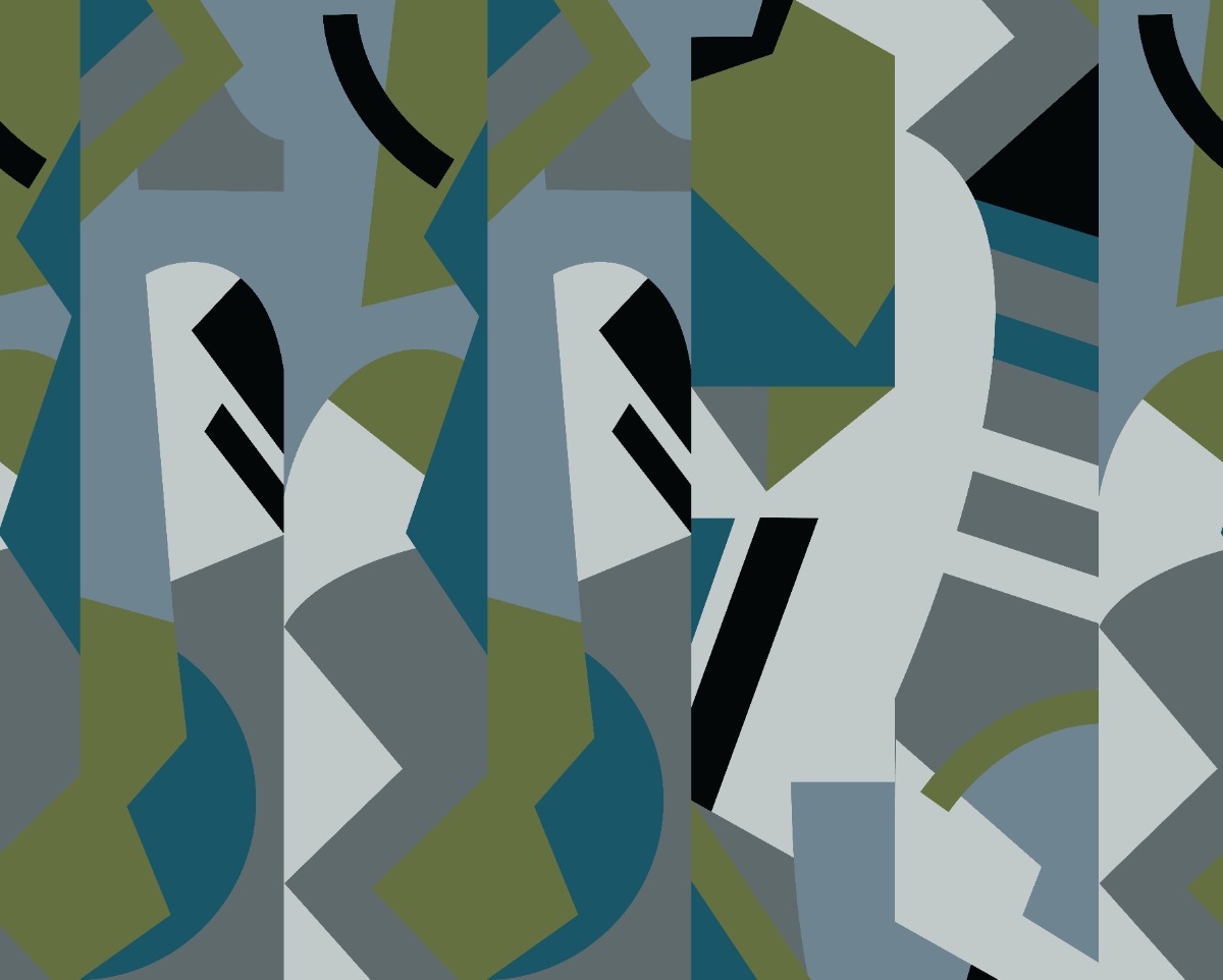 A seamless wallpaper texture with dazzle wallpaper in dusk units arranged in a Staggered pattern