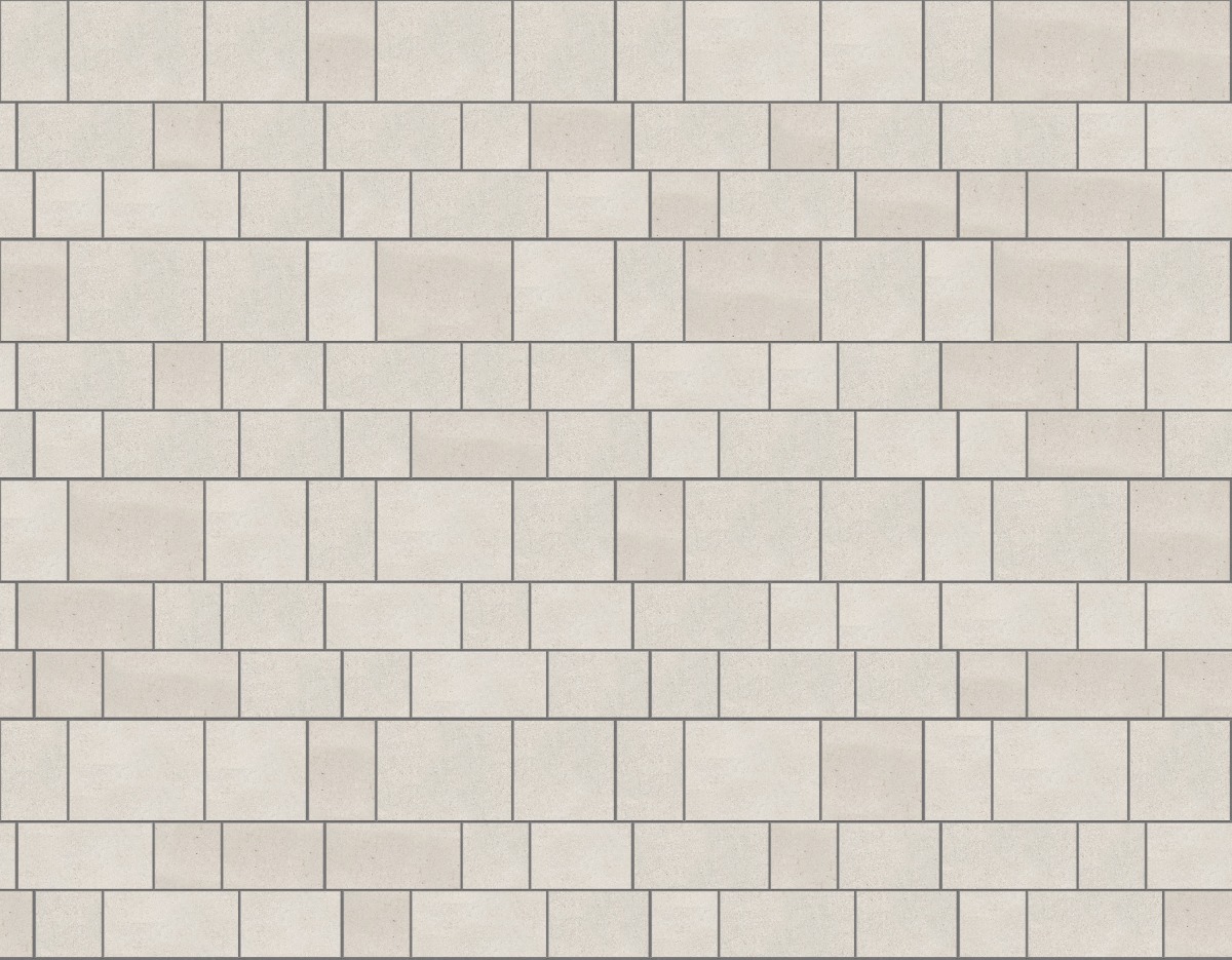 A seamless stone texture with m733 sdm386 bavarian beige limestone - sandblasted & tumbled blocks arranged in a Paving - Running Bond  - Sawn Edge - Dimensional 9 Pieces 5 Sizes - DP074 pattern