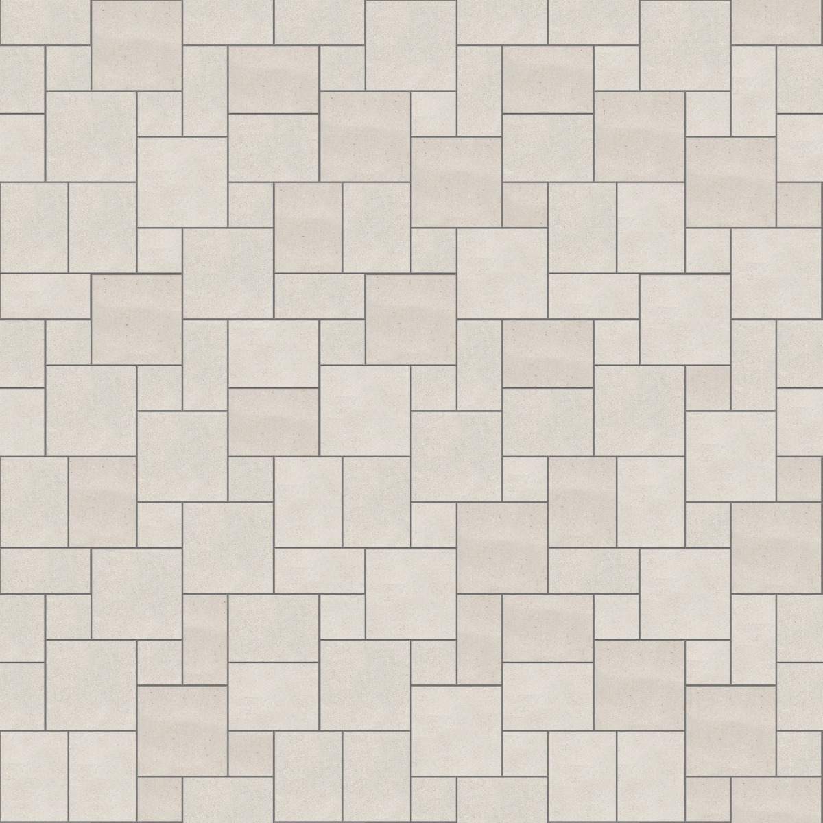 A seamless stone texture with m733 sdm386 bavarian beige limestone - sandblasted & tumbled blocks arranged in a Paving - Universal  - Sawn Edge - Dimensional 14 Pieces 4 Sizes - DP094 pattern