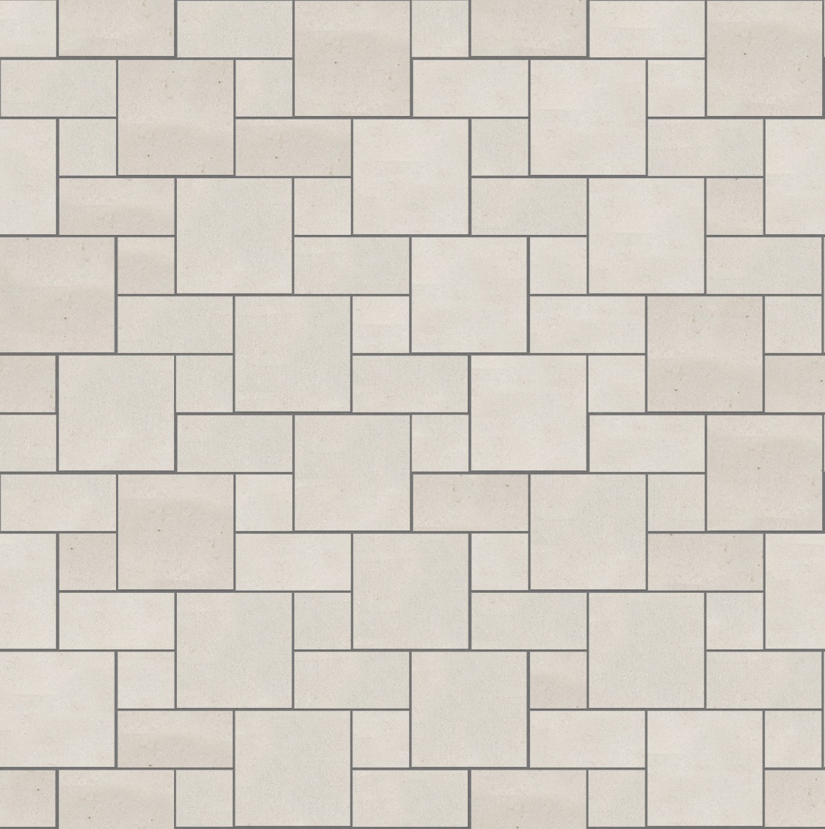 A seamless stone texture with m733 sdm386 bavarian beige limestone - sandblasted & tumbled blocks arranged in a Paving - Universal  - Sawn Edge - Dimensional 3 Pieces 3 Sizes - DP088 pattern