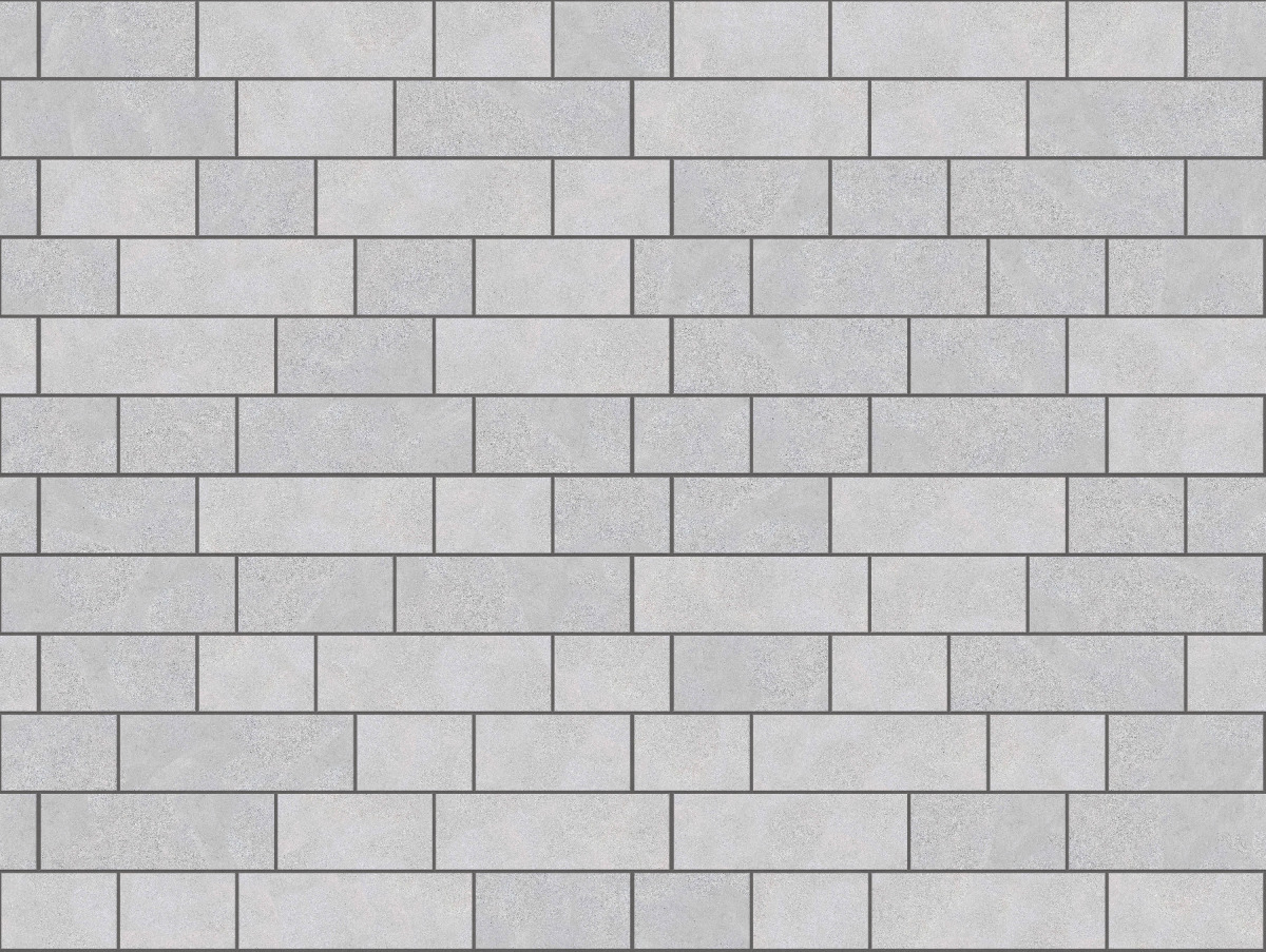 A seamless stone texture with m734 sdm392 bavarian gray limestone - sandblasted & tumbled blocks arranged in a Paving - Running Bond  - Sawn Edge - Dimensional 22 Pieces 3 Sizes - DP087 pattern