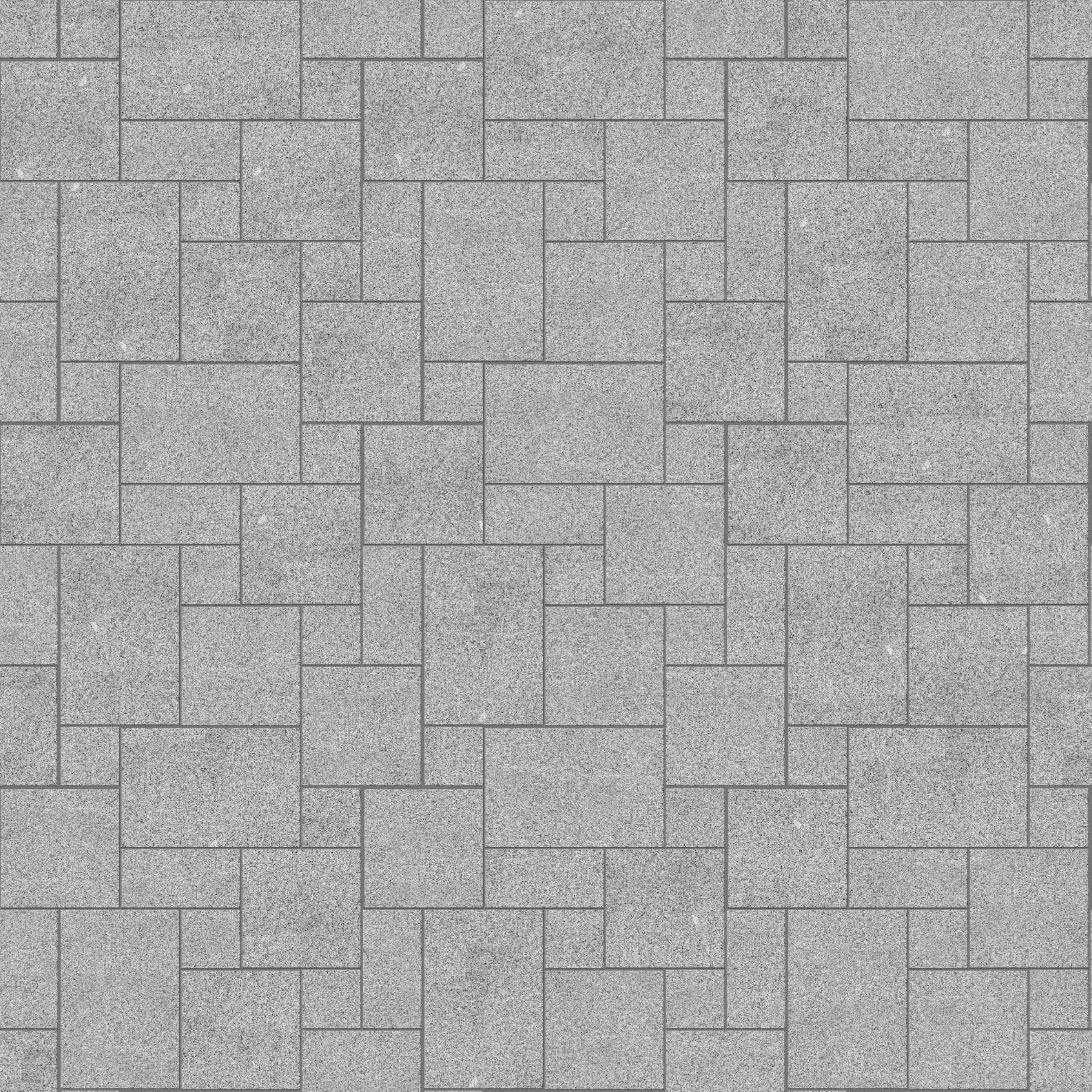 A seamless stone texture with m845 sdm422  gray nisa granite - sand blasted blocks arranged in a Paving - Universal - Sawn Edge - Dimensional 12 Pieces 4 Sizes - DP086 pattern