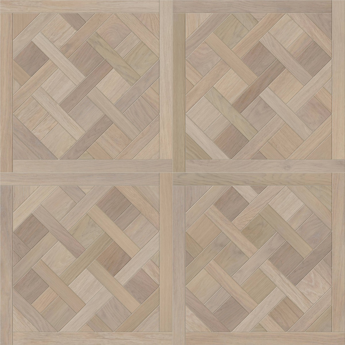 A seamless wood texture with creative oak #4107 - select grade boards arranged in a Framed Versailles pattern