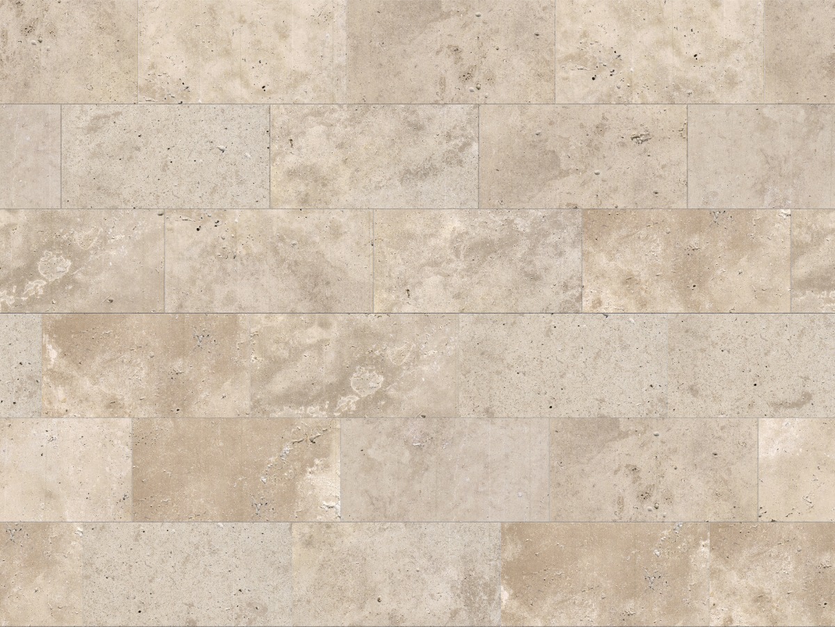 A seamless stone texture with denizli medium travertine - honed blocks arranged in a Staggered pattern