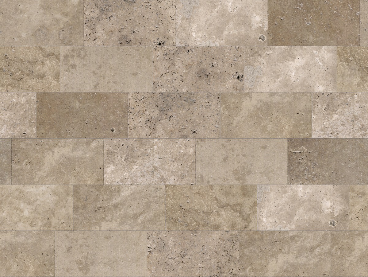 A seamless stone texture with denizli walnut travertine - honed blocks arranged in a Staggered pattern