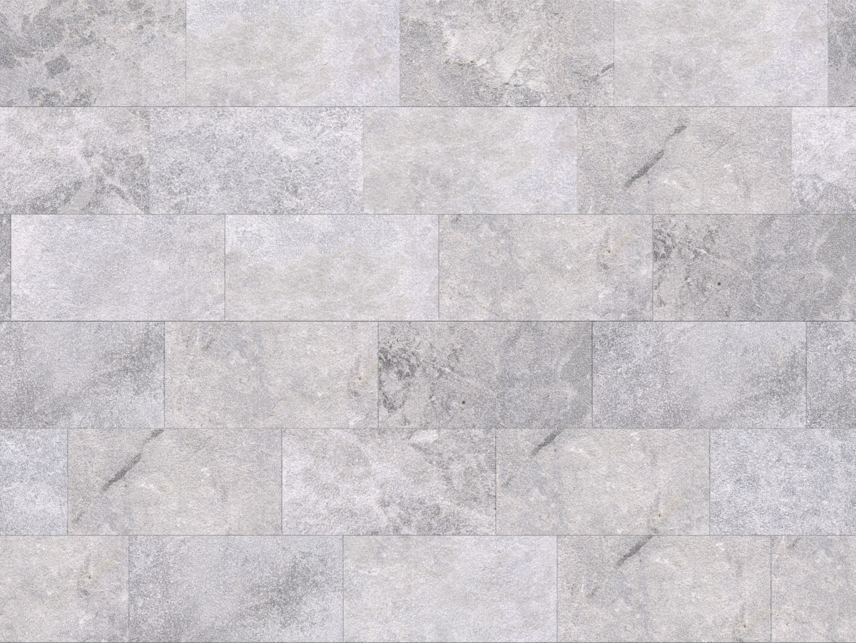 A seamless stone texture with king silver marble btg - leathered blocks arranged in a Staggered pattern