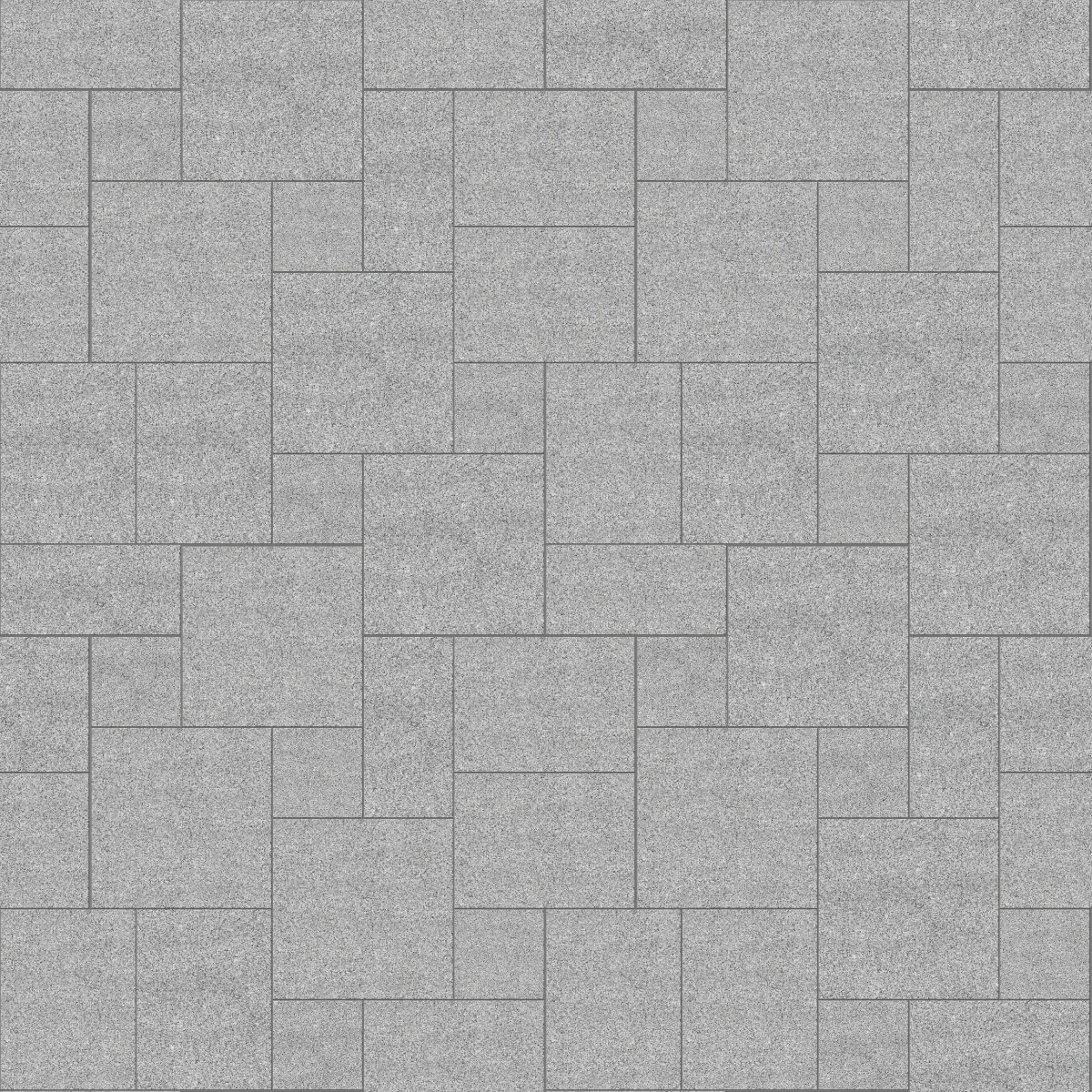 A seamless stone texture with m845 sdm422  gray nisa granite - sand blasted blocks arranged in a Paving - Universal  - Sawn Edge - Dimensional 14 Pieces 4 Sizes - DP094 pattern