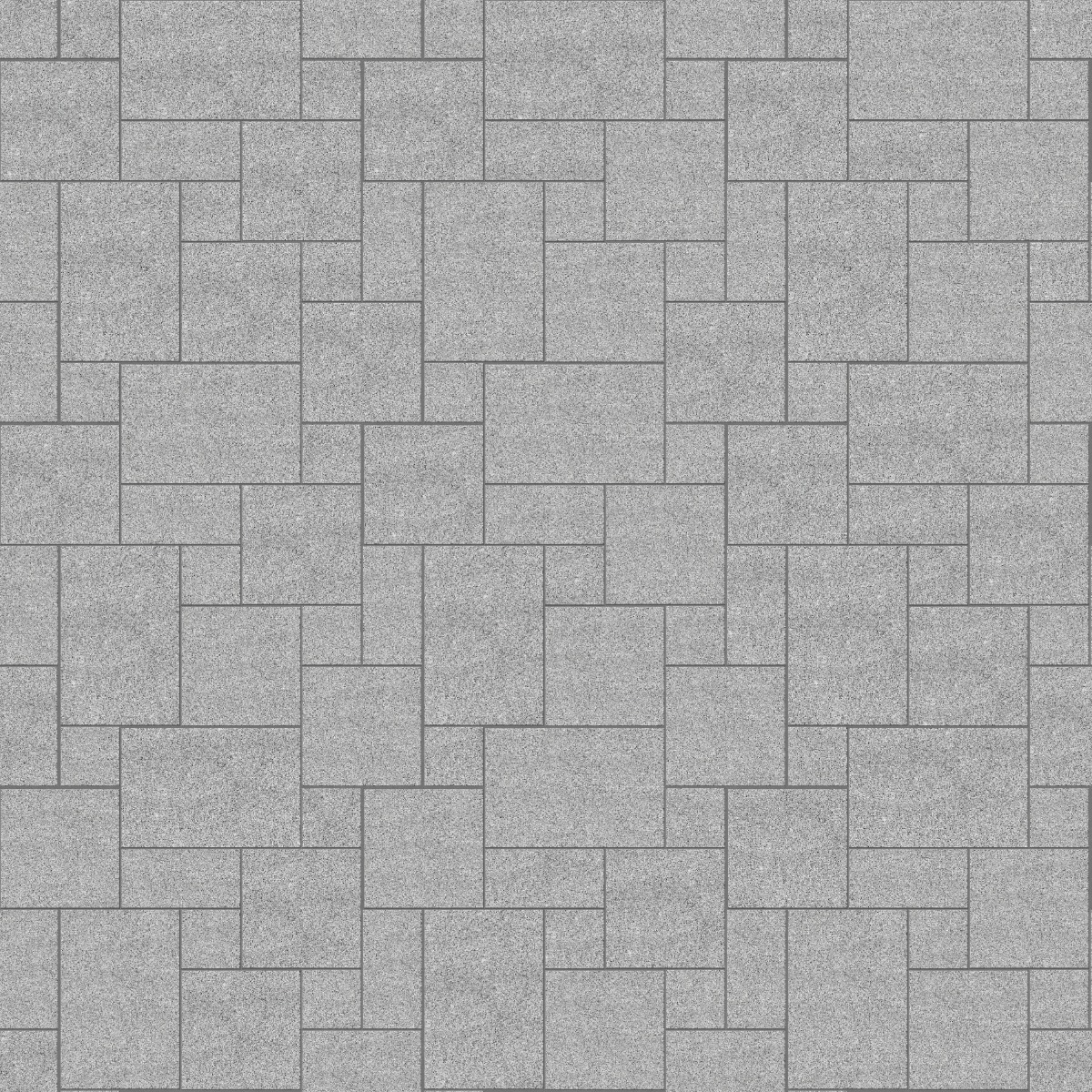 A seamless stone texture with m845 sdm422  gray nisa granite - sand blasted blocks arranged in a Paving - Universal - Sawn Edge - Dimensional 12 Pieces 4 Sizes - DP086 pattern