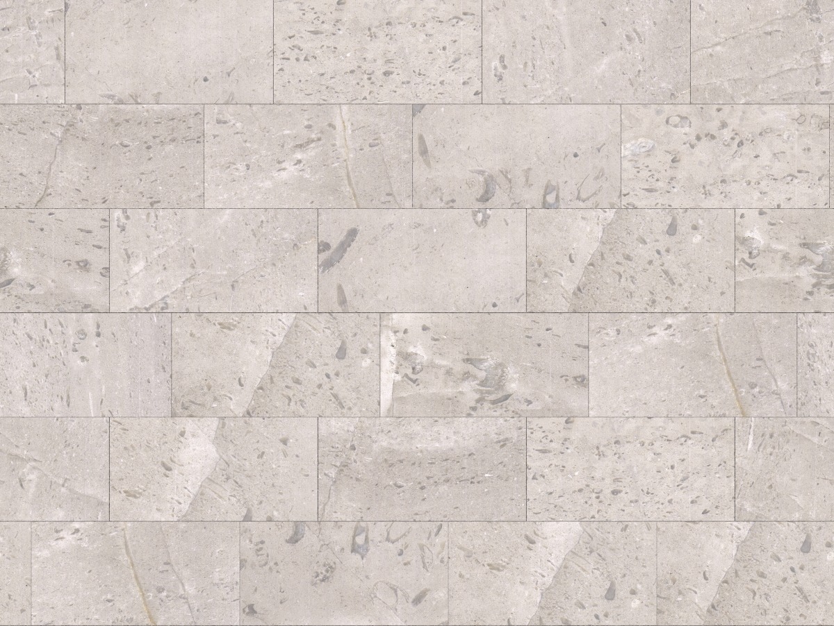 A seamless stone texture with pearl grey limestone - honed blocks arranged in a Staggered pattern
