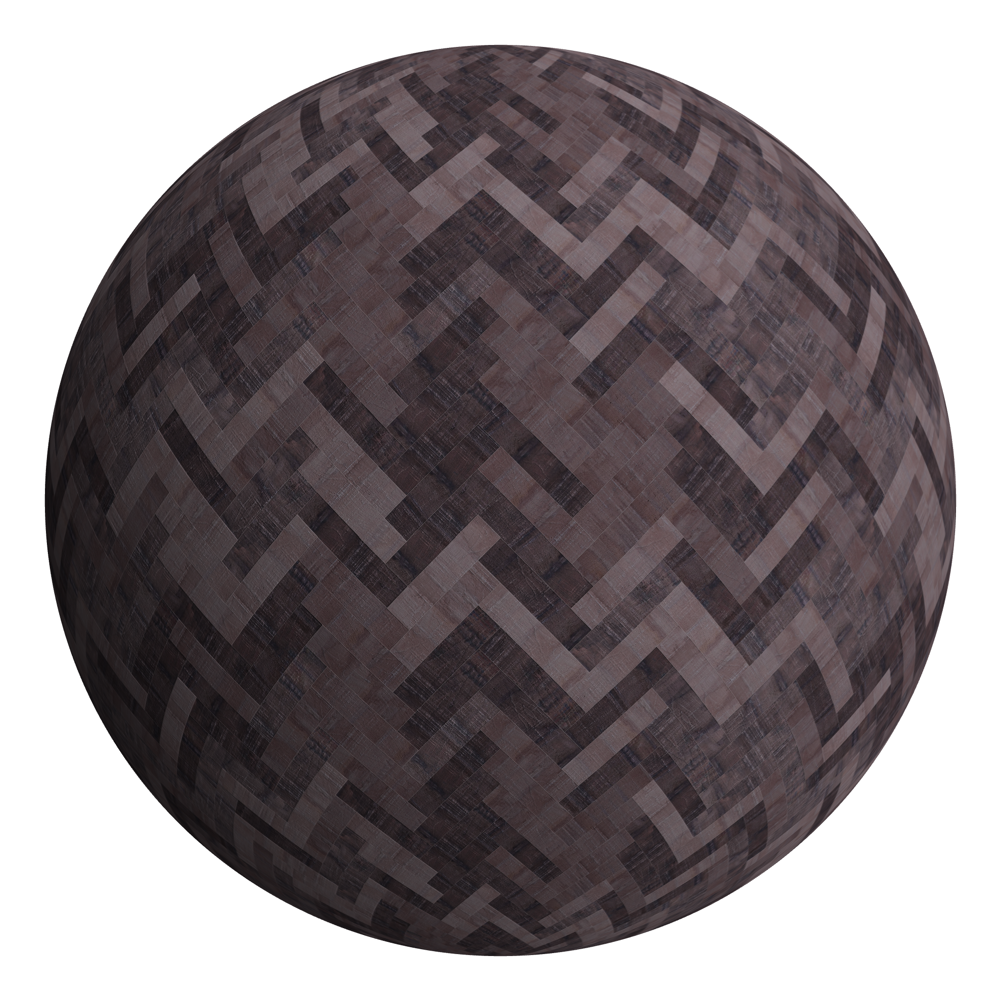 3D sphere preview of American Black Walnut - Rough sawn, Herringbone seamless texture