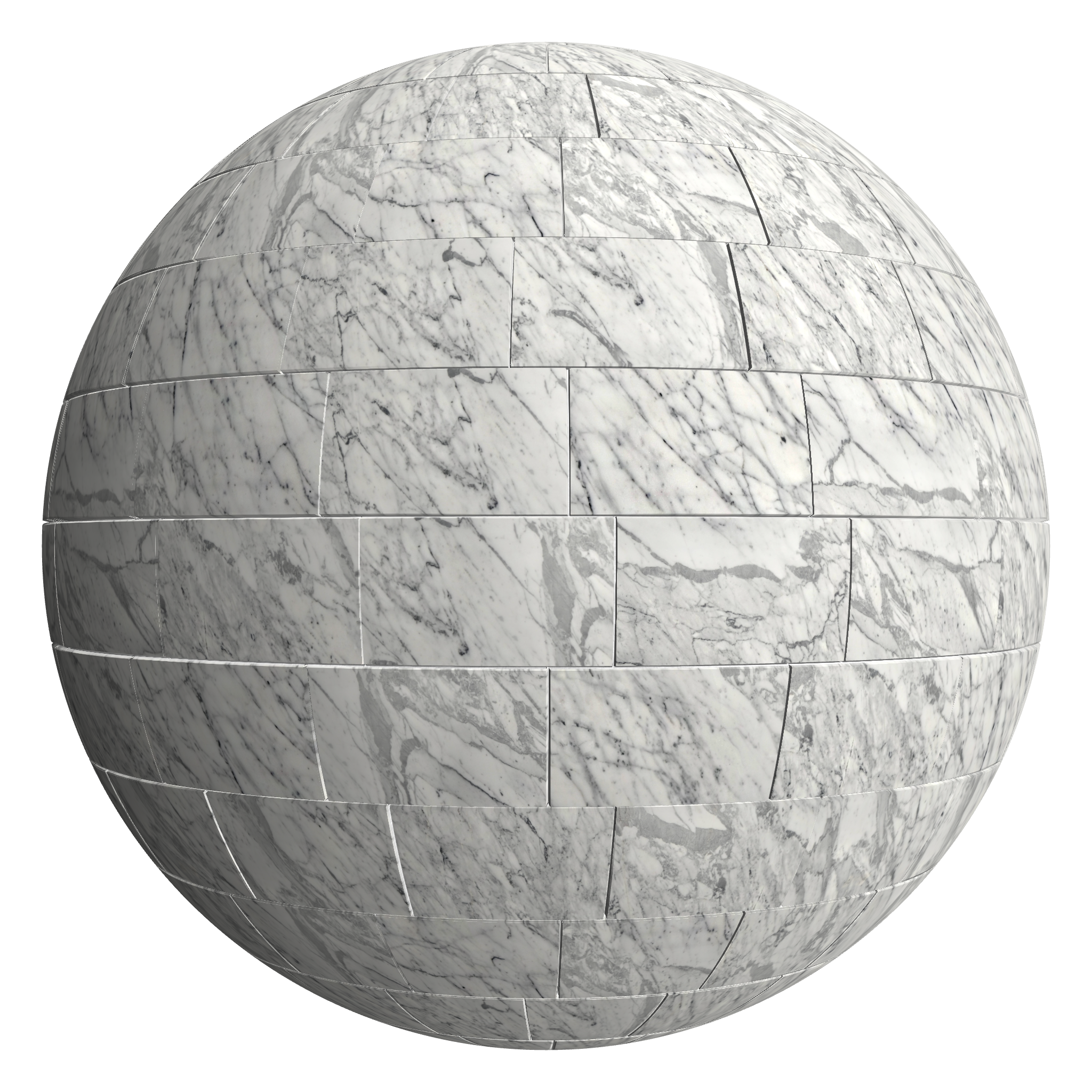 3D sphere preview of Arabescato Bianco - Marble, Staggered seamless texture
