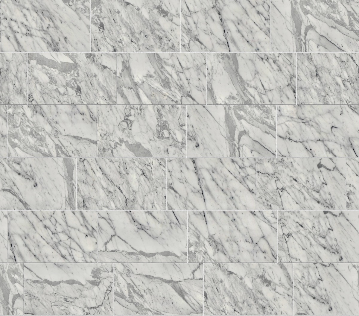 A seamless stone texture with arabescato bianco - marble blocks arranged in a Staggered pattern