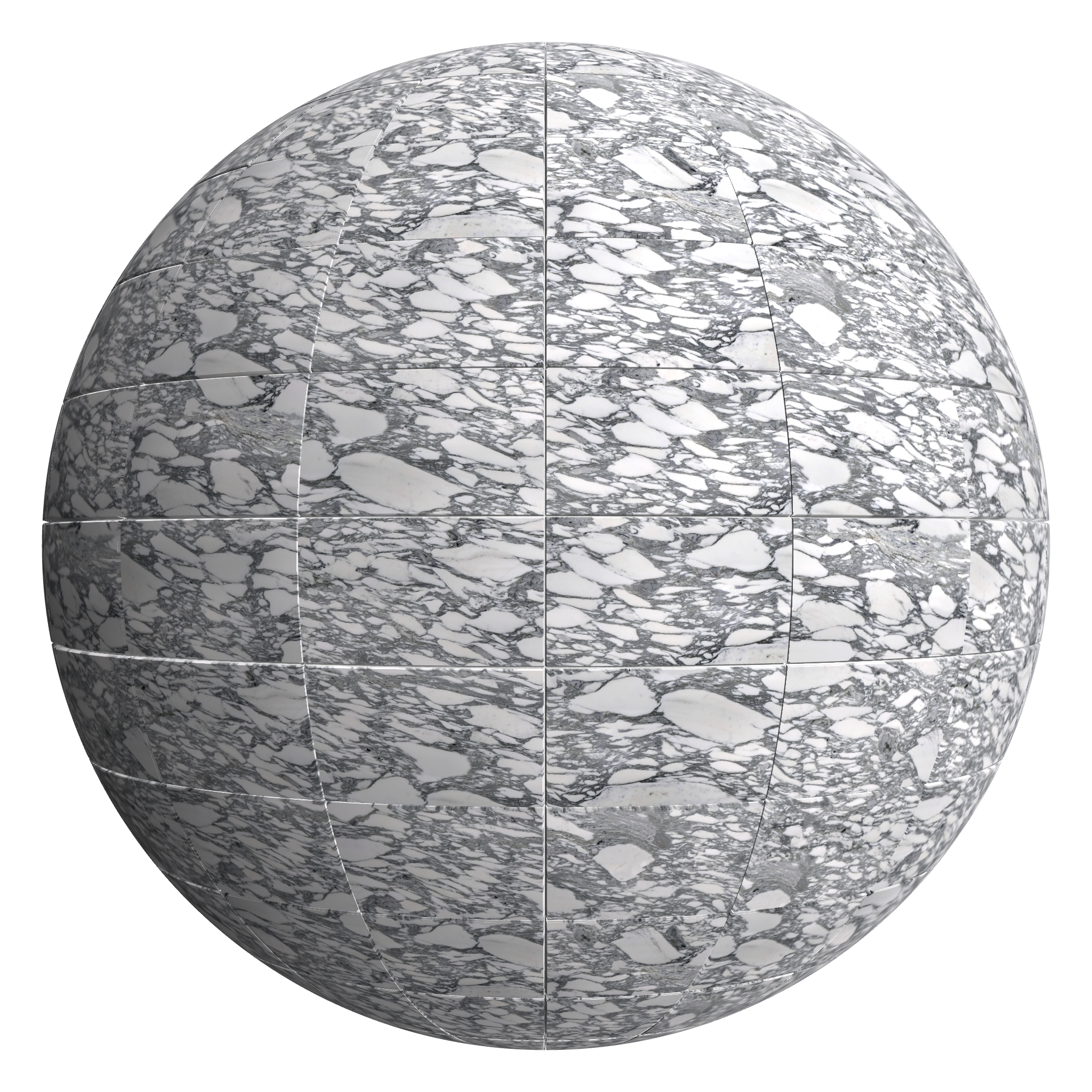 3D sphere preview of Arabescato Corchia - Marble, Stack seamless texture