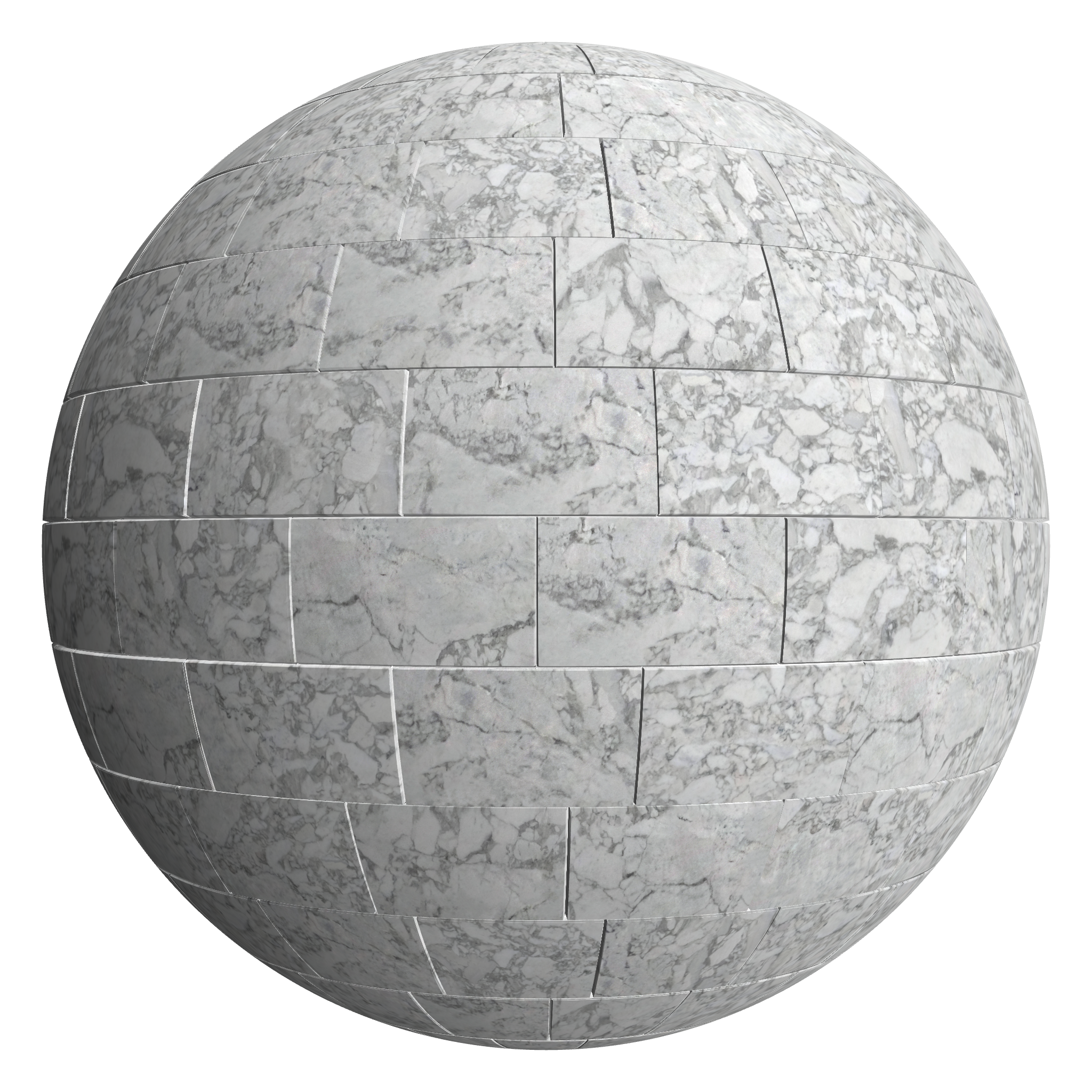 3D sphere preview of Arabescato Corchia - Marble, Staggered seamless texture