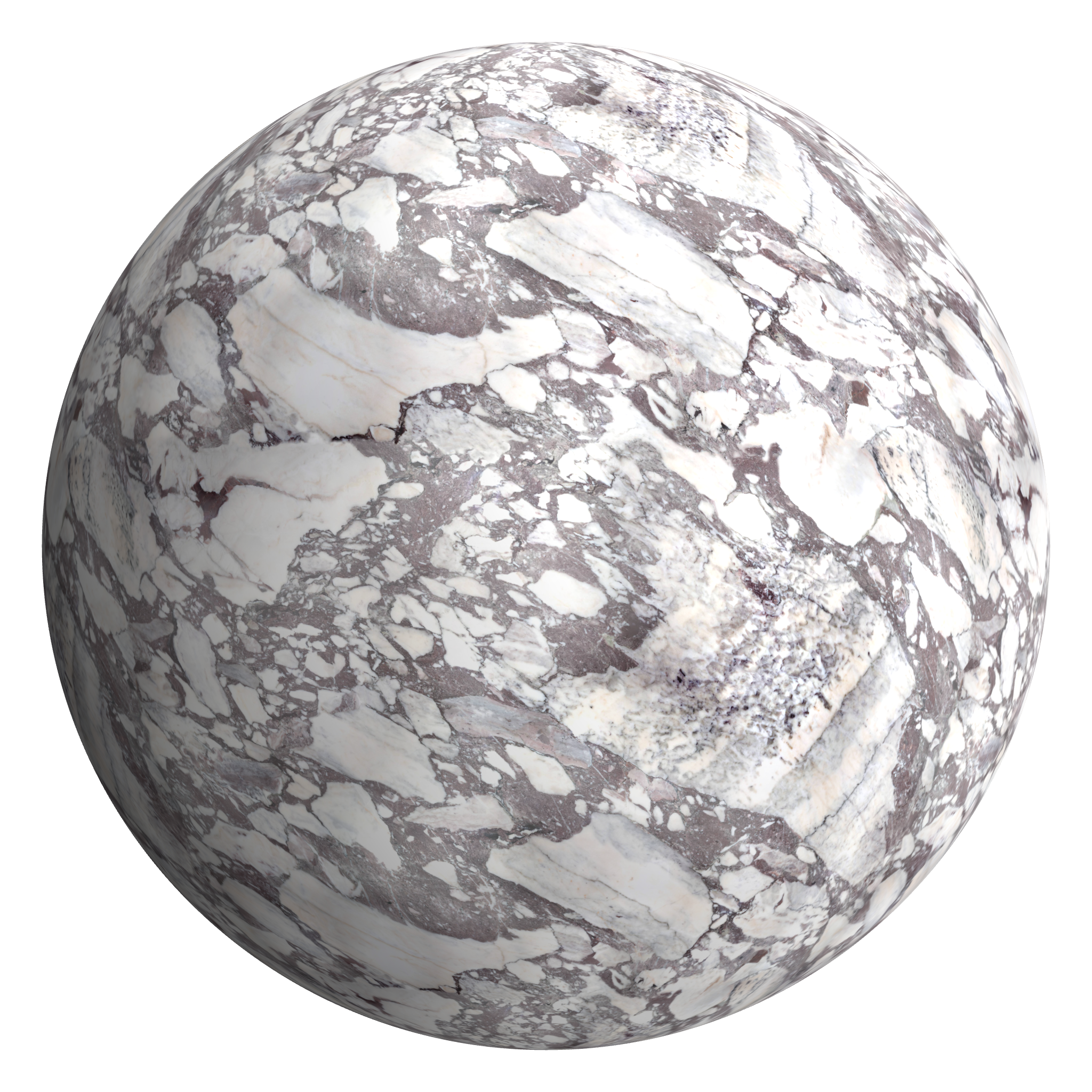 3D sphere preview of Arabescato Viola - Marble seamless texture