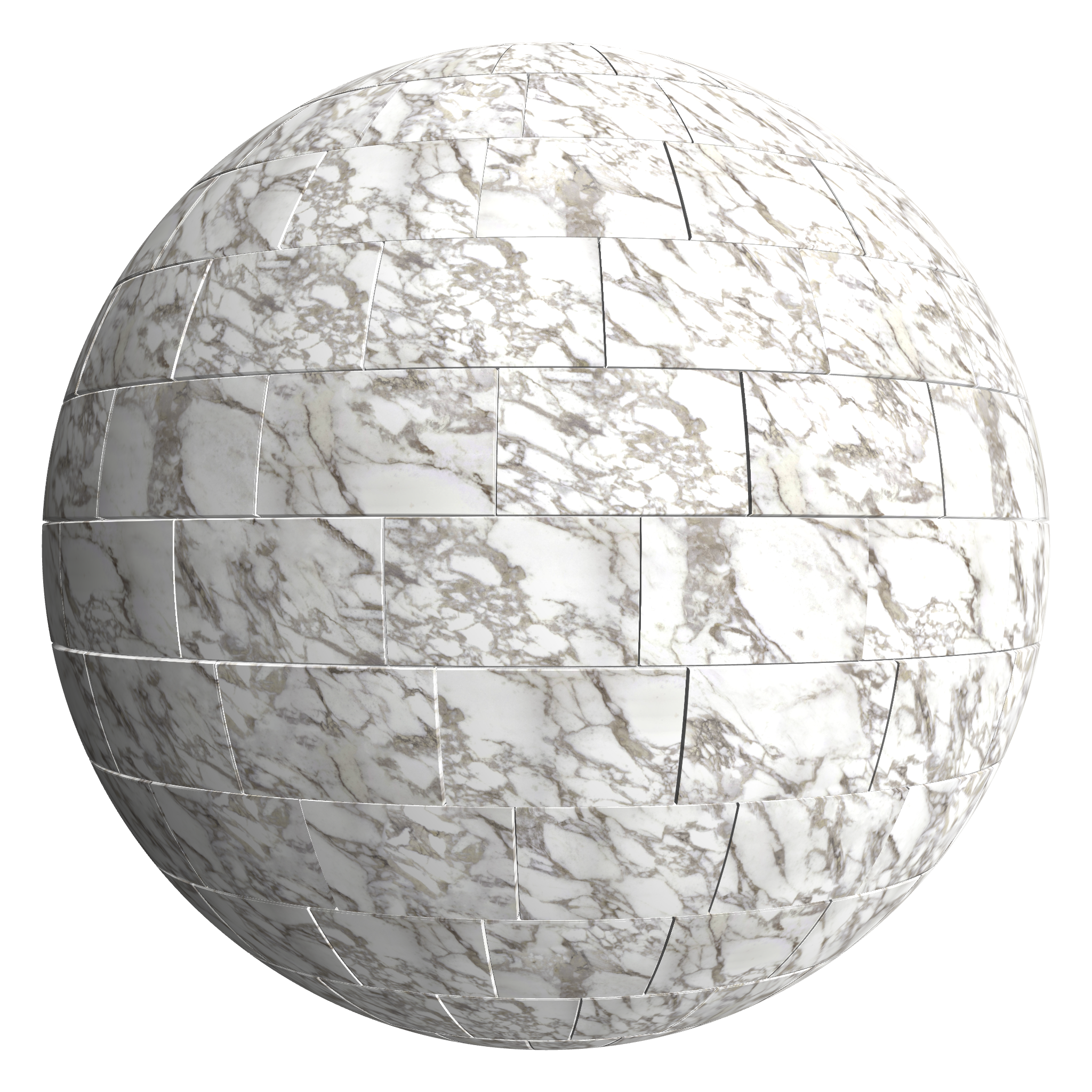 3D sphere preview of Bianco Vagli – Porcelain, Staggered seamless texture