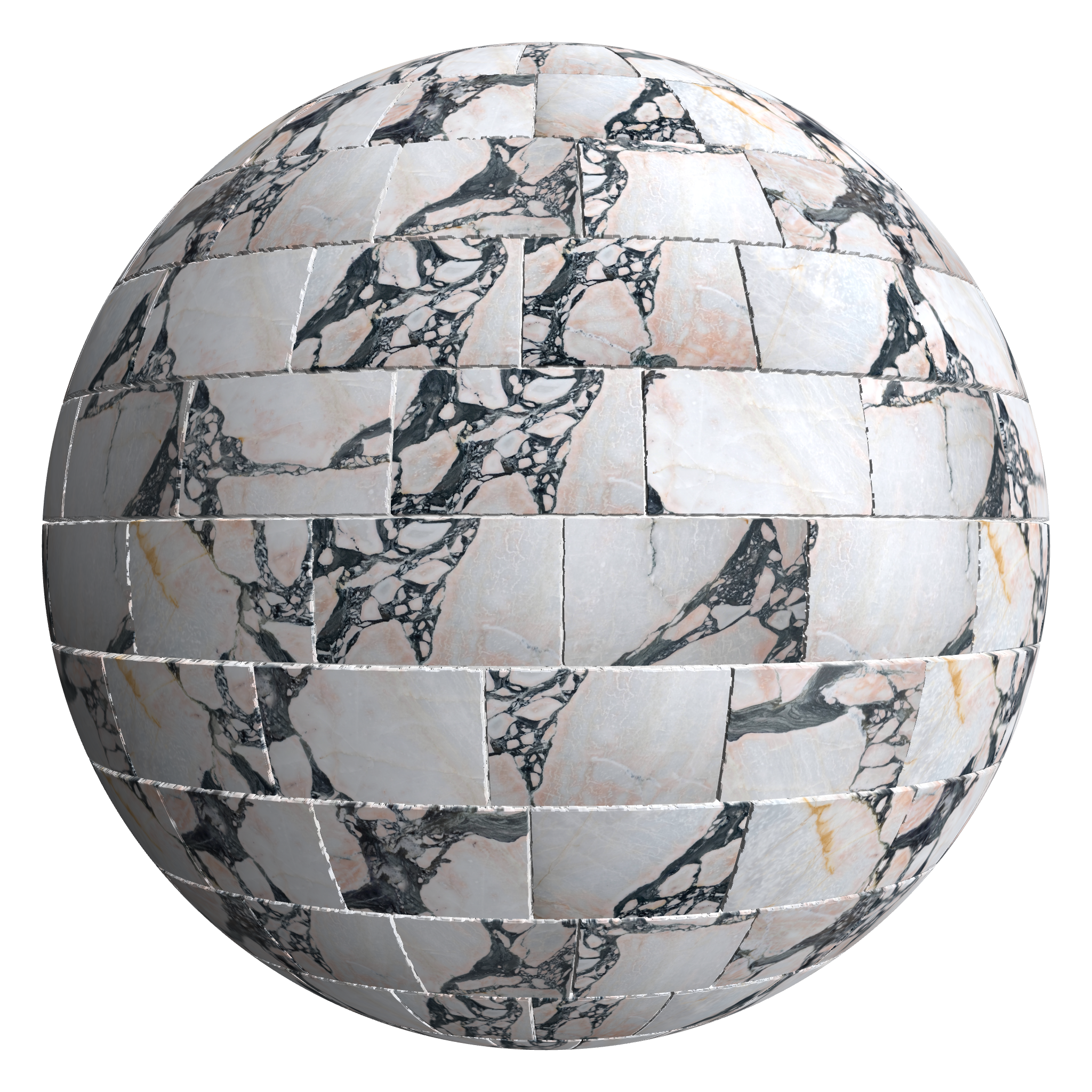 3D sphere preview of Bulgari - Marble, Staggered seamless texture