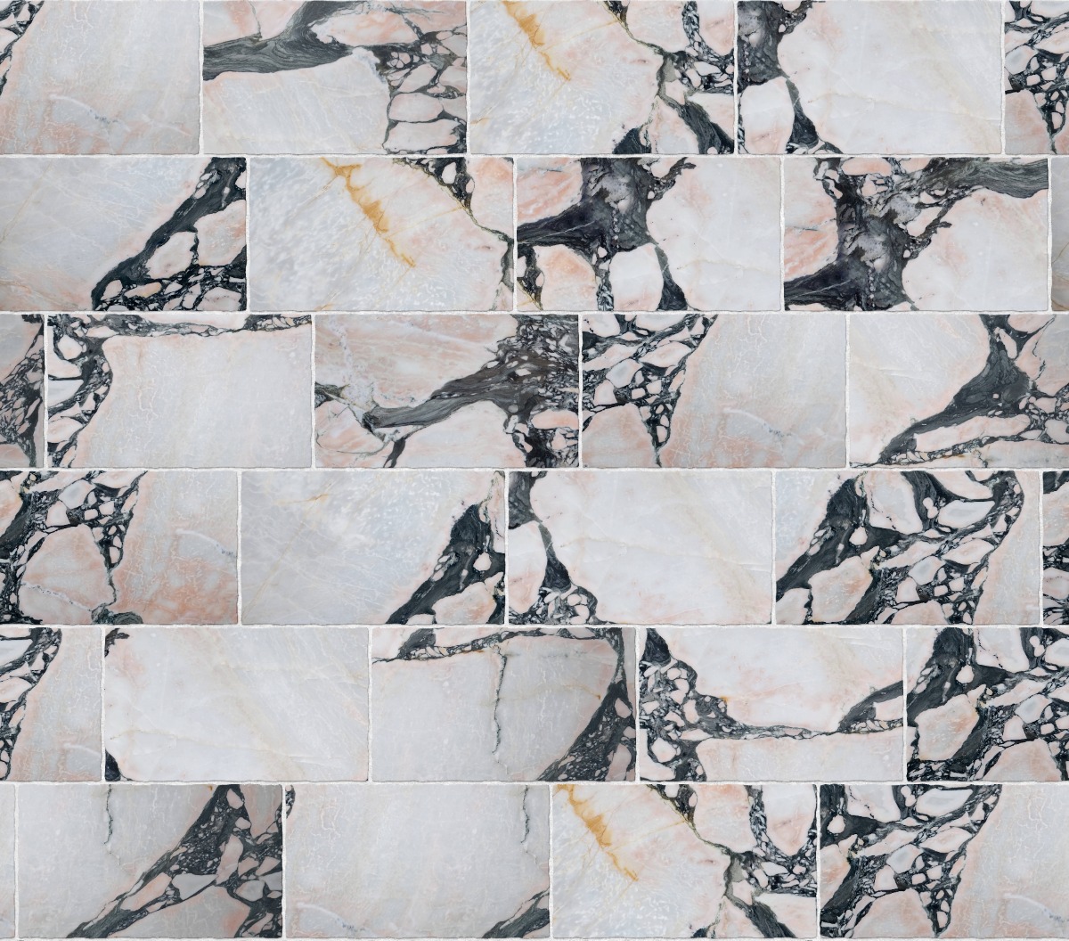 A seamless stone texture with bulgari - marble blocks arranged in a Staggered pattern