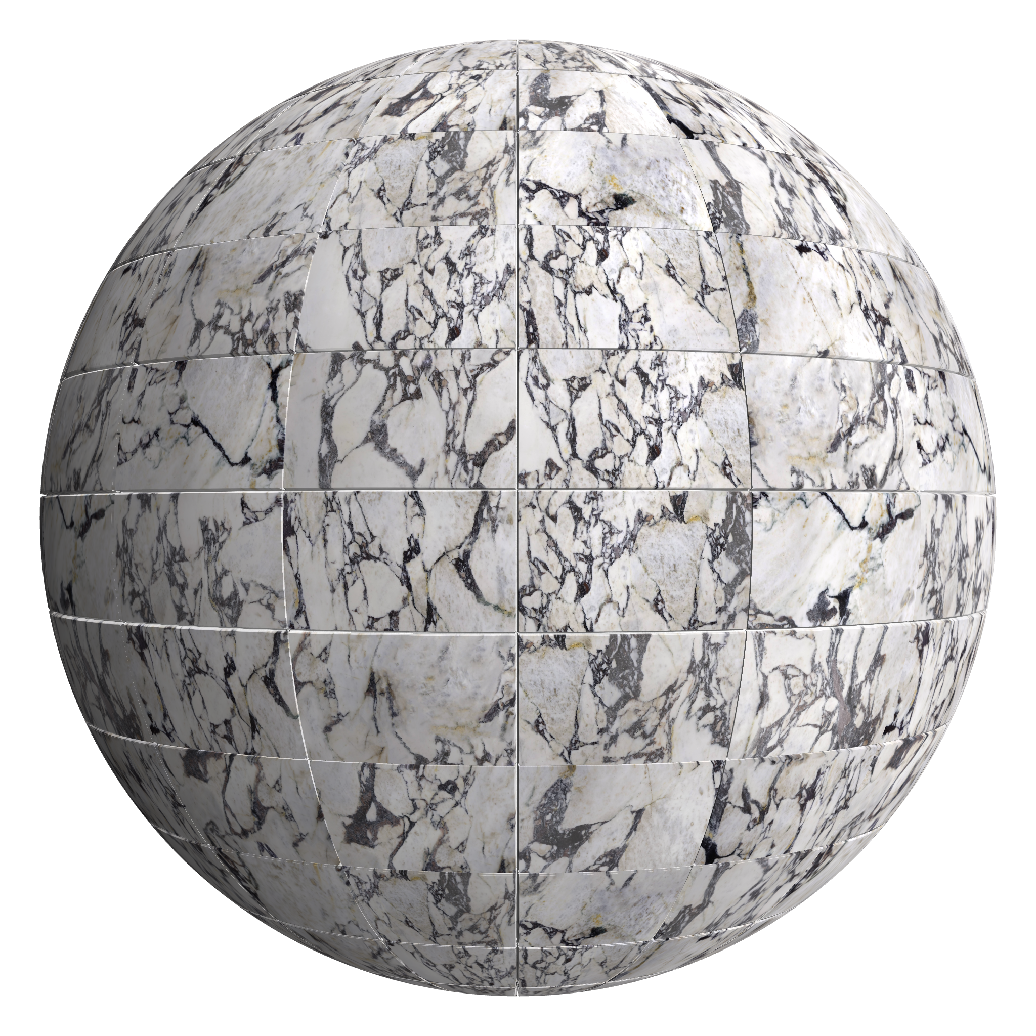3D sphere preview of Calacatta Viola - Marble, Stack seamless texture