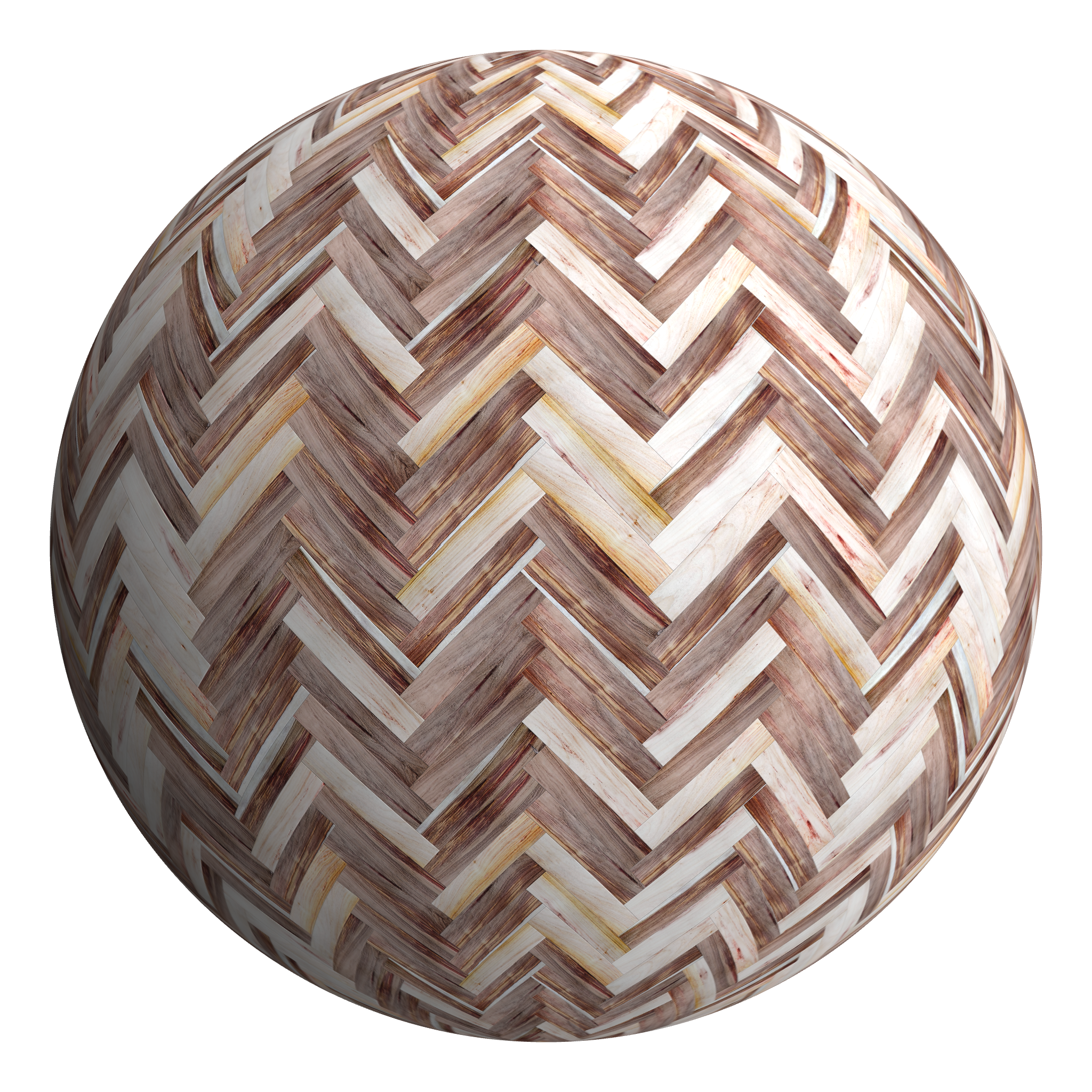 3D sphere preview of Canarywood, Herringbone seamless texture
