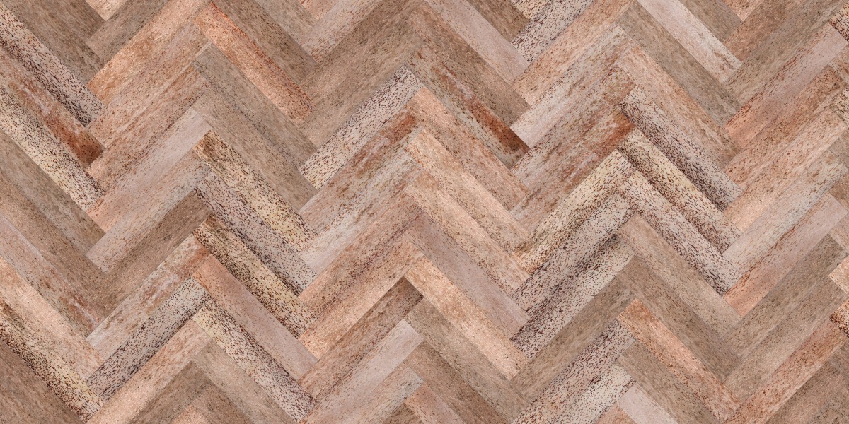 A seamless wood texture with coconut boards arranged in a Herringbone pattern