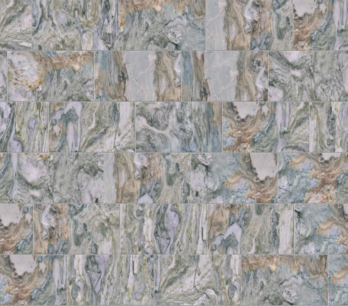 A seamless stone texture with fusion green - quartzite blocks arranged in a Staggered pattern