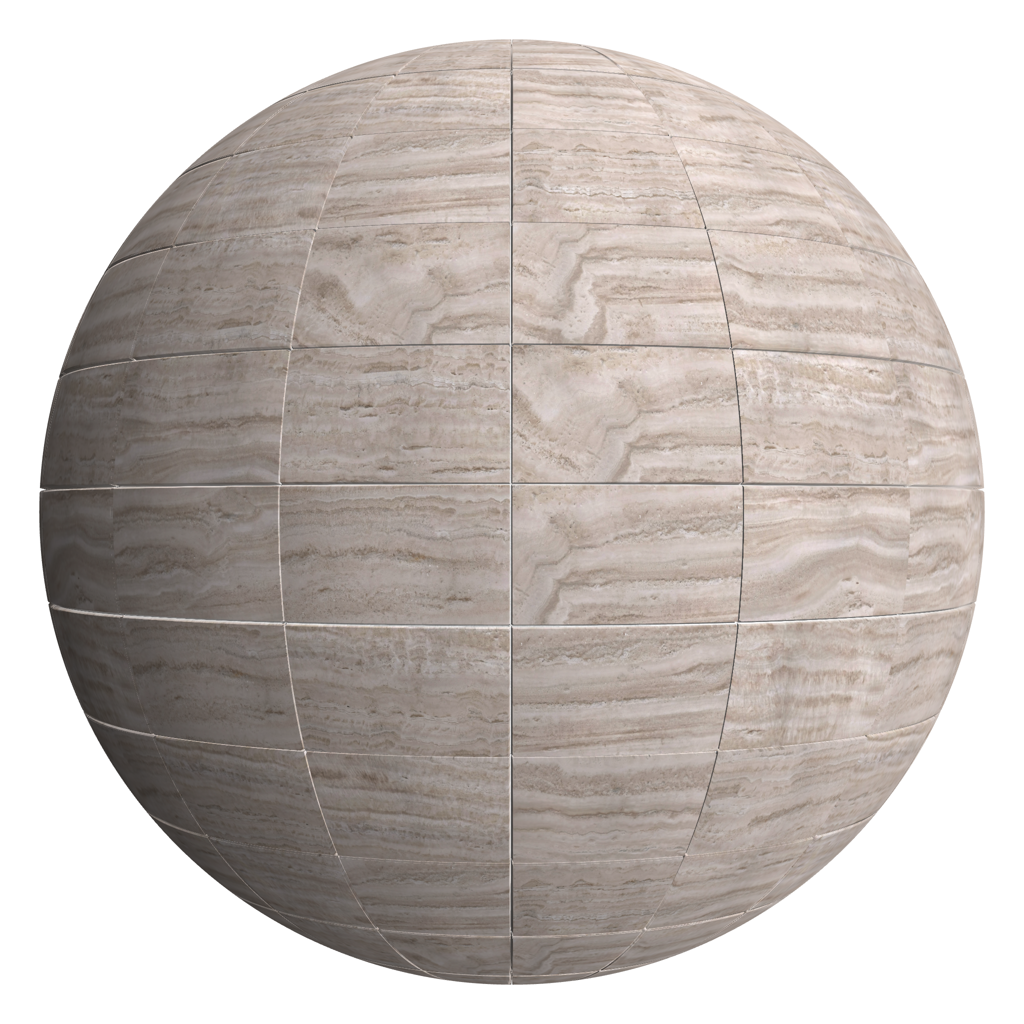 3D sphere preview of Ivory Travertine, Stack seamless texture