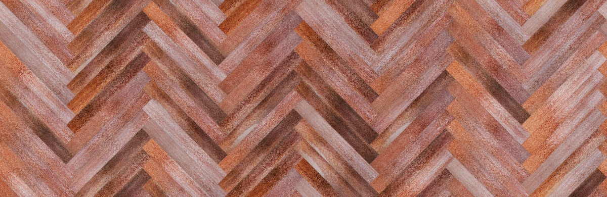 A seamless wood texture with leopardwood boards arranged in a Herringbone pattern