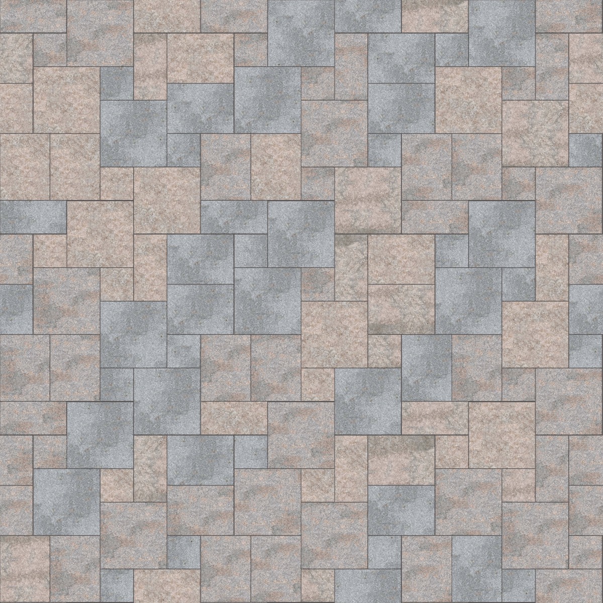 A seamless stone texture with m1123 sdm382 madison full color limestone - flamed blocks arranged in a Paving - Universal  - Sawn Edge - Dimensional 14 Pieces 4 Sizes - DP094 pattern