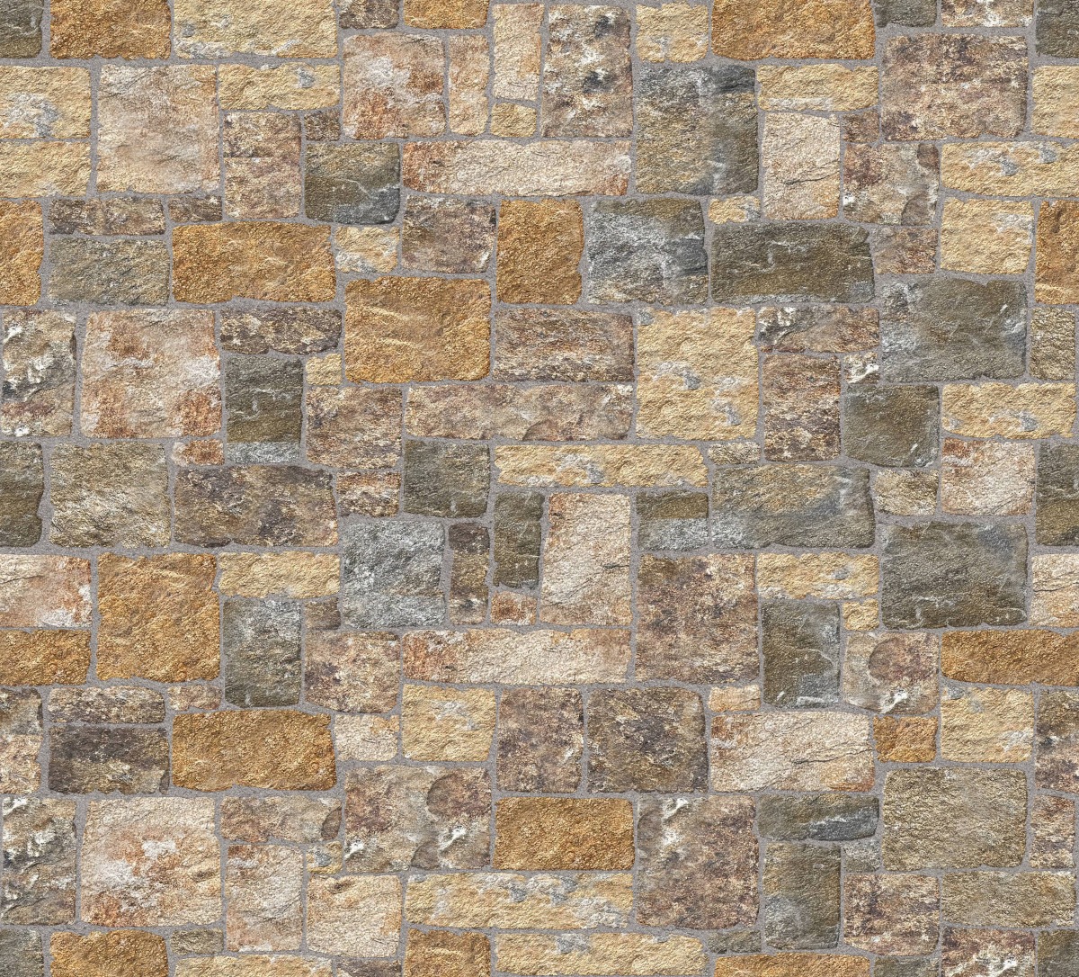 A seamless stone texture with m1245 sdm400 copper mountain granite-square and recs - split-face blocks arranged in a Veneer - Roughly Squares and Rectangles - Split Edge - Random Sizes - DP113 pattern