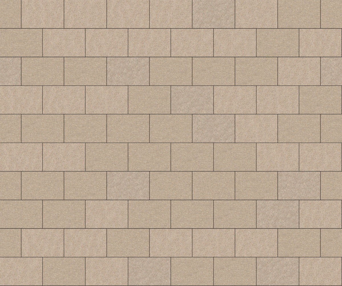 A seamless stone texture with m847 sdm425 yellow wheat granite - sand blasted blocks arranged in a Stretcher pattern