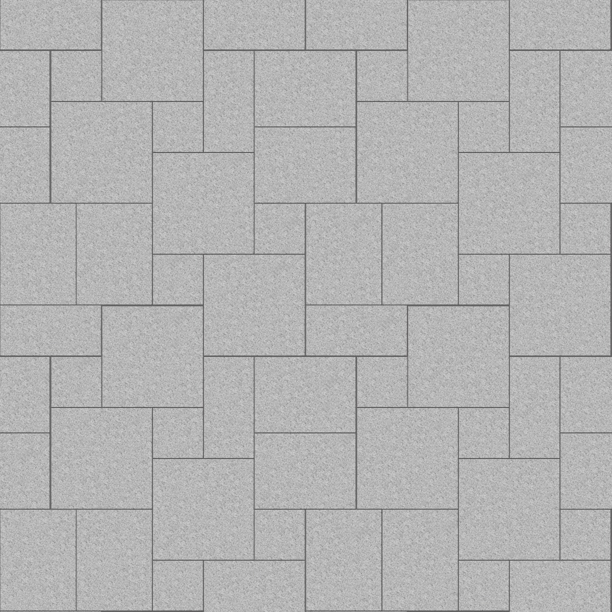 A seamless stone texture with m853 sdm426 gray salis granite - sand blasted blocks arranged in a Paving - Universal  - Sawn Edge - Dimensional 14 Pieces 4 Sizes - DP094 pattern