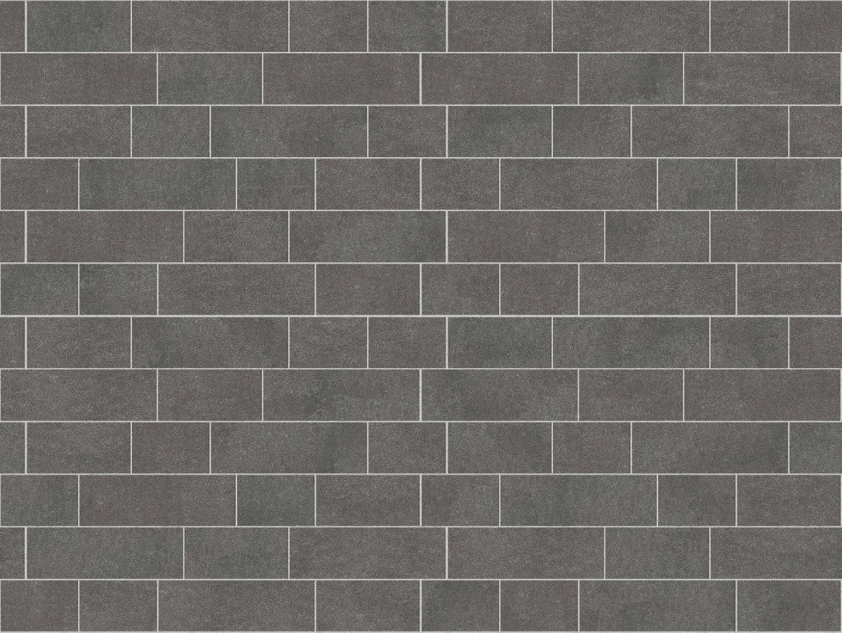 A seamless stone texture with m874 sdm421 sugus black sandstone - flamed blocks arranged in a Paving - Running Bond  - Sawn Edge - Dimensional 22 Pieces 3 Sizes - DP087 pattern